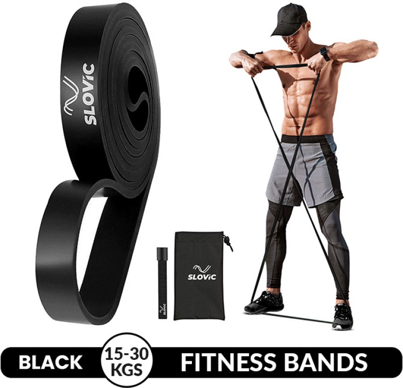 SLOVIC Resistance TPE Bands for Workout | Pull Up Band | Loop Band | Heavy Duty Fitness Band(Black, Pack of 1)