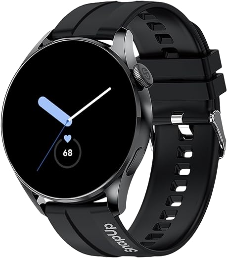 SnapUp Revolve Bluetooth Calling Smartwatch with Snap Sync, 1.32” Prima Round Dial Display, 450 Nits Brightness, Health Tracker, Smart Notifications, Custom Smart Watch Faces - Black