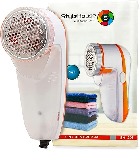StyleHouse Lint Remover for Woolen Clothes, Electric Lint Remover, Best Lint Shaver for Clothes (White & Orange)
