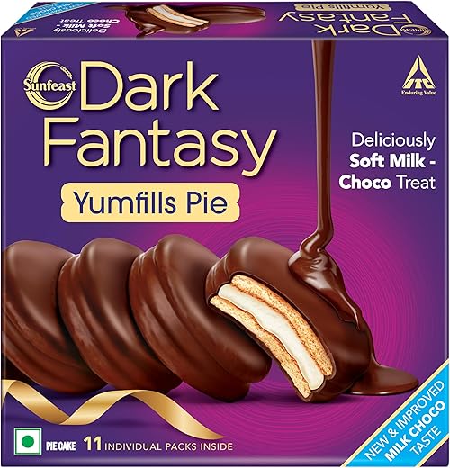 Sunfeast Dark Fantasy Yumfills, 242g/253g, Rich Chocolate Pie Cake