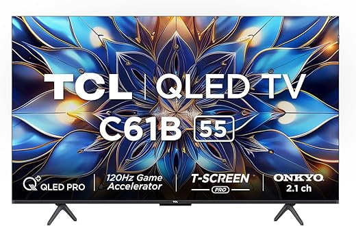 TCL 139 cm (55 inches) 4K Ultra HD Smart QLED Google TV 55C61B (Black)