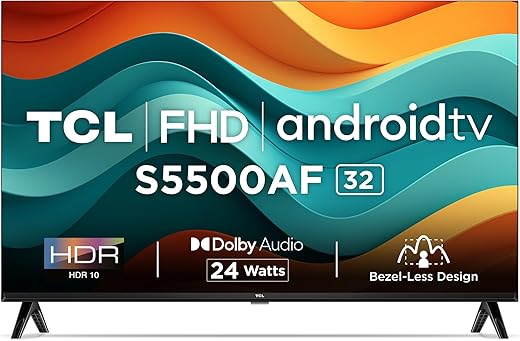 TCL 80.04 cm (32 inches) Metallic Bezel-Less S Series FHD Smart Android LED TV 32S5500AF (Black)