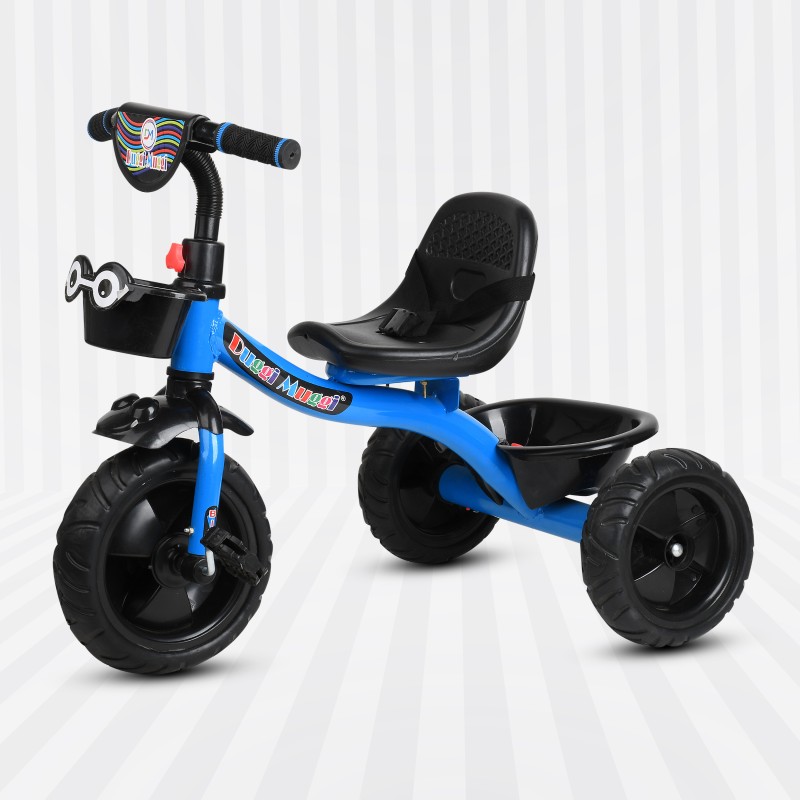 TOYSHOPPEE Tricycle with Basket,Seat Belt,Rubber Tyre Comfortable Tricycle Kiddo for 2,3,4,5 Years Baby Kids Tricycle(Blue)