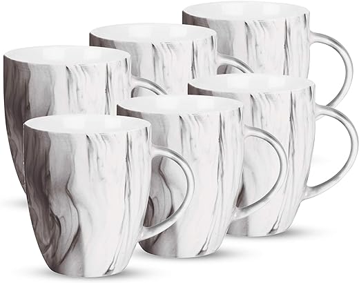 Treo by Milton Marble Mug, 240 ml, Set of 6, Black