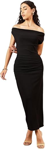 Uptownie Lite Stretchable Off-Shoulder Drape Dress