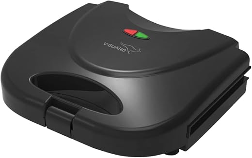 V-Guard VST80 2 Slice Sandwich Maker | Fixed Non-Stick Triangular Plates with Powerful 800 Watt Heating Rods | Easy to Clean Non-Stick Greblon Coating | 1 Year Warranty (Black)