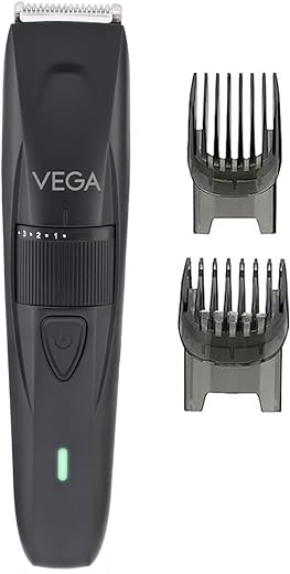 Vega Trimmer for Men with 90 Mins Runtime, Stainless Steel Blades & 40 Length Settings, Black, (Power Lite, VHTH-38)