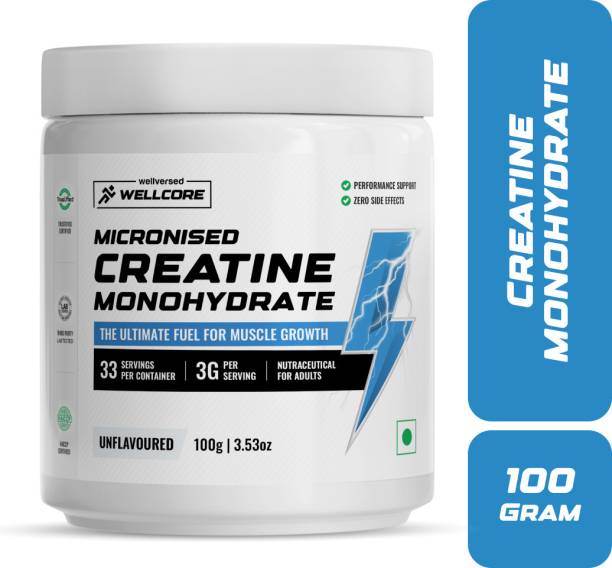 Wellcore Micronised Creatine Monohydrate | Lab Tested | Enhanced Absorption | 100% Pure Creatine  (100 g, Unflavored)