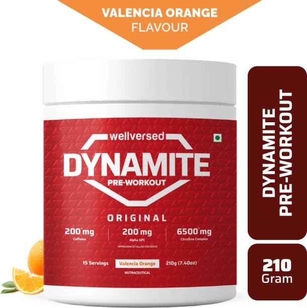 Wellversed Dynamite Pre-Workout (210g, 15 Servings) | Unleash Explosive Energy Pre Workout  (210 g, Valencia Orange)