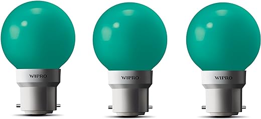 wipro Glass Safe lite N10005 B22 0.5-Watt LED Night Lamp (Green) - Pack of 3