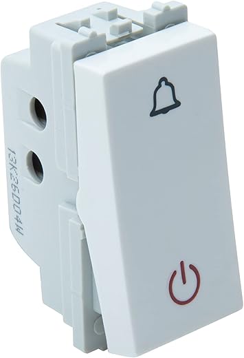 Wipro Northwest Nowa 6A Bell Push With Indicator, White (pack of 20)