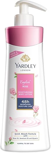 Yardley London English Rose Moisturizing Body Lotion With Germ Shield| Infused With Rose & Geranium Oil| Daily Use Hand & Body Lotion With Vitamin C & B3 For Women| 350+50ml