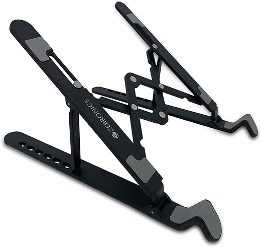 Zebronics-NS1500 Laptop Stand Featuring Foldable Design, Anti-Slip Silicone Rubber Pads, Supports Maximum of 5kgs Weight Tabletop