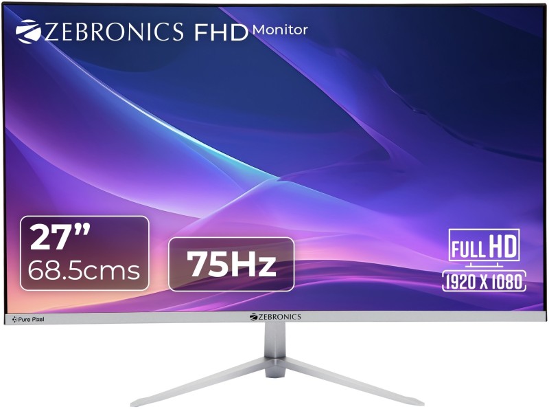 ZEBRONICS 27 inch Full HD LED Backlit VA Panel Wall Mountable Ultra Slim Gaming Monitor (ZEB-A27FHD)(Response Time: 12 ms, 75 Hz Refresh Rate)