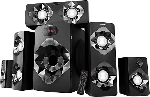 ZEBRONICS DRAGON 2 5.1 Home theater speaker with 8" Subwoofer, 190W RMS powerful Bass, Bluetooth 5.0, Wall Mount, AC-3 surround sound, Dual Mic input, Remote control & LED Display