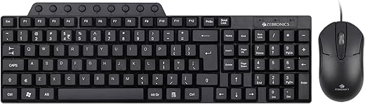 ZEBRONICS JUDWAA 555 USB Multimedia Keyboard & Mouse Combo, 114 Keys, 9 Dedicated Hotkeys, Slim Design, Plug & Play, ₹ Rupee Key, Compatible with PC & Laptop