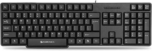 ZEBRONICS USB Keyboard with Rupee Key, USB Interface and Retractable stand - K20