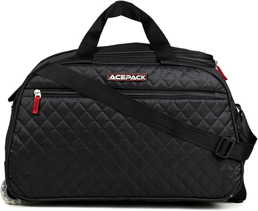 ACEPACK X Verage Cabin Size 20" Polyester Rolling Wheels Duffle Bag for Travel | Luggage Travel Bag for Men & Women (Black)