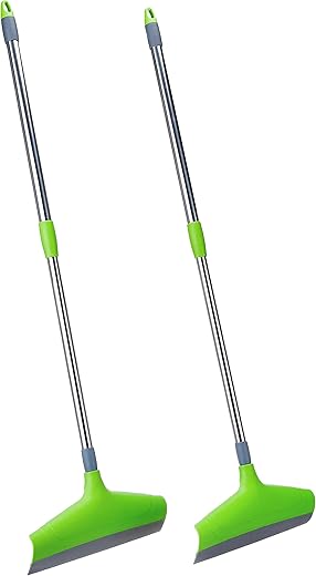 Amazon Brand - Presto! Floor Wiper with Telescopic Rod, 30 cm wide, Set of 2