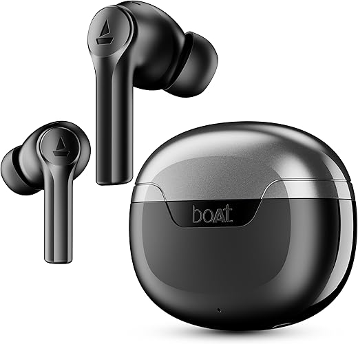 boAt Newly Launched Airdopes 300 Premium Truly Wireless in-Ear Earbuds with 4 Mics AI-ENx Spatial Audio, 50HRS Playtime, Multipoint Connection, ASAP Charge, Hearables App Support(Gunmetal Black)