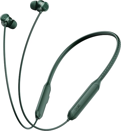 boAt Rockerz 255 Z Plus w/AI-ENx Tech, Spatial Audio, 50hrs Playback, Magnetic Power Buds, Dual Pairing, Google Fast Pair, Hearables App & IPX4 Resistant Bluetooth in-Ear Neckband(Pine Green)