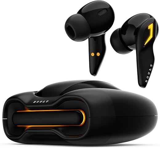 Boult Audio UFO Truly Wireless in Ear Earbuds with 48H Playtime, Built-in App Support, 45ms Low Latency Gaming, 4 Mics ENC, Breathing LEDs, 13mm Bass Drivers Ear Buds TWS, Made in India (Black Gloss)