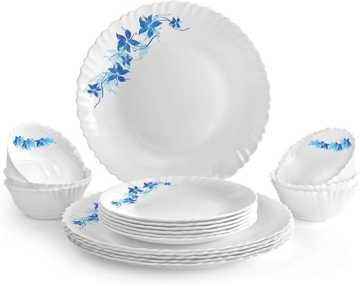 Cello Dazzle Opalware Dinner Set (18 Units, Blue Swirl)