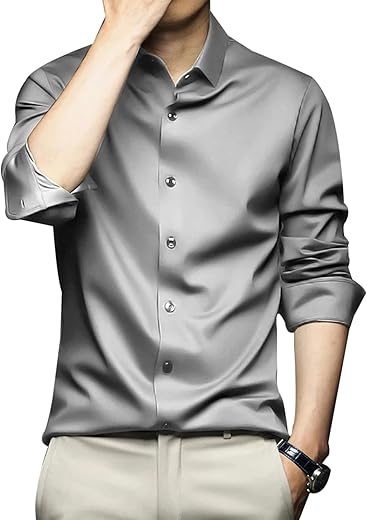 CVC Men Regular Fit Full Sleeve Satin Silk Shirt.