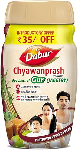 Dabur Chyawanprash Awaleha - 900g | With Goodness of Gur (Jaggery)| 3X Immunity Action | No added Sugar | Helps Improve Digestive & Respiratory Health | With Goodness of 40+ Ayurvedic Herbs