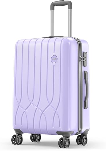 Genie Swing Trolley Bag Medium Size, 69 cms Lavender Hard Side Travel Bag for Women, 8 Wheel Luggage Suitcase for Travelling, Scratch Resistant