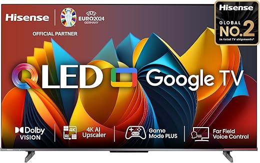 Hisense 108 cm (43 inches) E68N Series 4K Ultra HD Smart Google QLED TV (Grey) | Quantum Dot Color | Dolby Vision | HDR 10+Decoding | AI Sports Mode