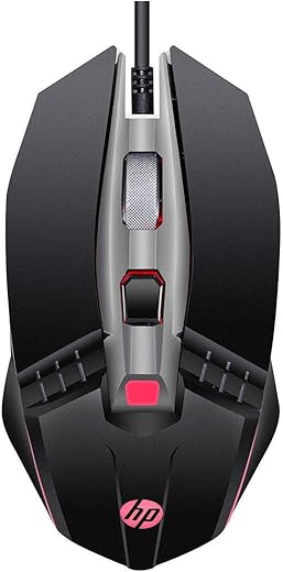 HP M270 Backlit USB Wired Gaming Mouse with 6 Buttons, 4-Speed Customizable 2400 DPI, Ergonomic Design, Breathing LED Lighting, Metal Scroll Wheel, Lightweighted / 3 Years Warranty (7ZZ87AA), Black