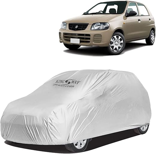 KINGSWAY® Dustproof Car Body Cover Compatible with Maruti Suzuki Alto 800 (Model Year 2000-2012) - Comes with Dust, UV, Paint & Scratch Protection - Silver Matty