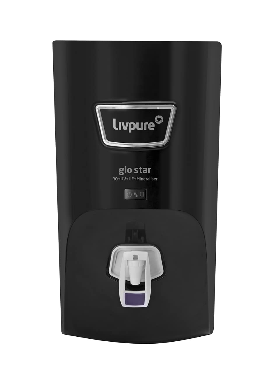 Livpure Glo Star RO+In-Tank UV+UF+Mineraliser - 7 L Storage, 15 LPH Water Purifier for Home, Suitable for Borewell, Tanker, Municipal Water (Black)