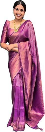 SGF11 Women's Kanjivaram Soft Silk Saree With Blouse Piece