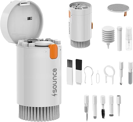 Sounce 20 in 1 Laptop Cleaning kit for Screen, PC, Monitors, Keyboards, Desktop, MacBooks, iPhones, Mobile and Earphones with Dust Removal Blown - White