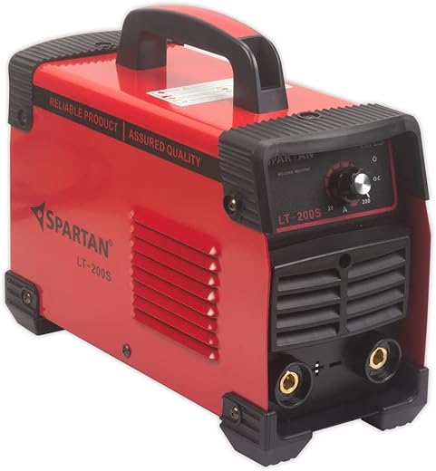 Spartan LT-200S Heavy Duty Single Phase Inverter Welding Machine (IGBT technology) 200S with Hot Start, Anti-Stick, Arc Force, Power Boost Functions- 6+6 month warranty (Red & Black, Pack of 1), Compact