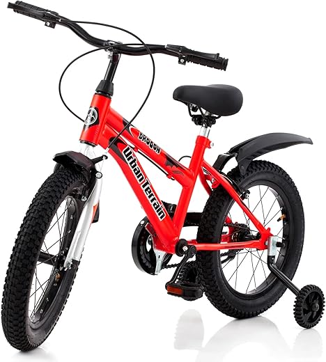 Urban Terrain Drogon16T Red with ‎Training Wheel, Mudguard for Boys and Girls| Frame Size: 11.5" Ideal for for 4 to 6 Years