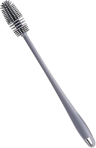 XML Bottle Cleaning Brush Silicone Long Handle for Baby Bottle, Water Bottle, Containers, Vase and Glass, Bottle Cleaner for Home and Kitchen Accessories Item Products (31-CM-SILICONE-GREY-BRUSH)