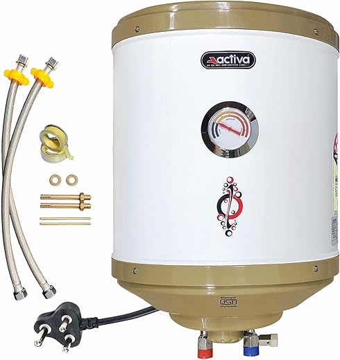 Activa 15 L Storage 2 Kva Special Anti Rust Coating 0.75 mm SS Tank Geyser with Temperature Meter Abs Top Bottom with Free Installation Kit and adjustable outer thermostat 5 Years Warranty,Wall