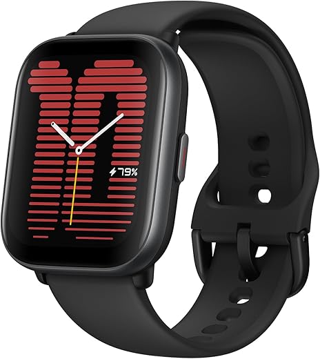 Amazfit Active 42mm AMOLED Smart Watch, Built in GPS, 14day Battery, 5ATM Water Resistant, for iOS & Android, Accurate Readings, BT Calls, Strava Support, Temperature Sensor, VO2 Max (Midnight Black)