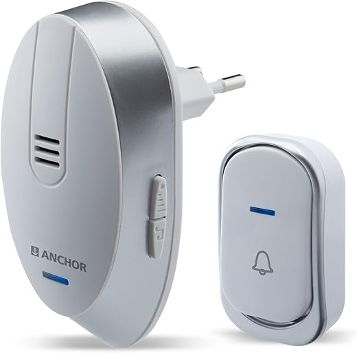 Anchor by Panasonic Wireless Doorbell | 45 Melodies Calling Bell for Home, Office with 120 Meter Operating Range | Door Bell for home (22730)