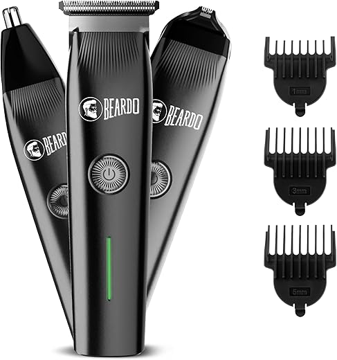 Beardo Ape-X Prime 3-in-1 Multipurpose Trimmer for Men | Grooming Kit : Beard Trimmer, Precision Trimmer, Ear & Nose Trimmer | Stainless Steel self-sharpening blades | Type C charging | Gift For Brother | Gift For Friends