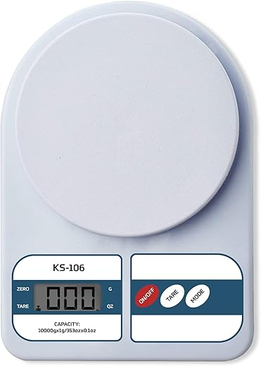 beatXP Kitchen Scale Multipurpose Portable Electronic Digital Weighing Scale | Weight Machine With Back light LCD Display | White |10 kg | 2 Year Warranty