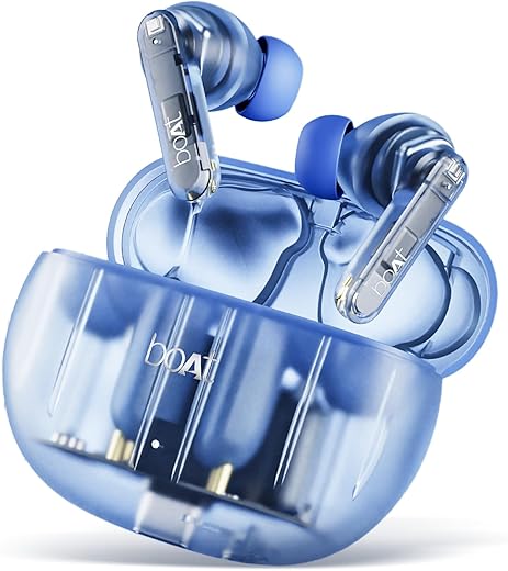 boAt Airdopes 191 ANC Truly Wireless in-Ear Earbuds w/ 32dB Active Noise Cancellation, Ambient Mode, 60hrs Playback, 13mm Drivers,4 Mics w/ENx™,in-Ear Detection,IWP™ Tech,ASAP™ Charge(Pellucid Blue)