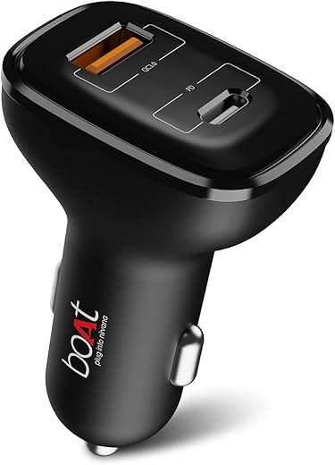 boAt Dual Port Qc-Pd 30W Fast Car Charger With 30W Fast Pd Charging & 18W Qc Charging Compatible With All Smartphones, Tablets & Laptops (Black), USB