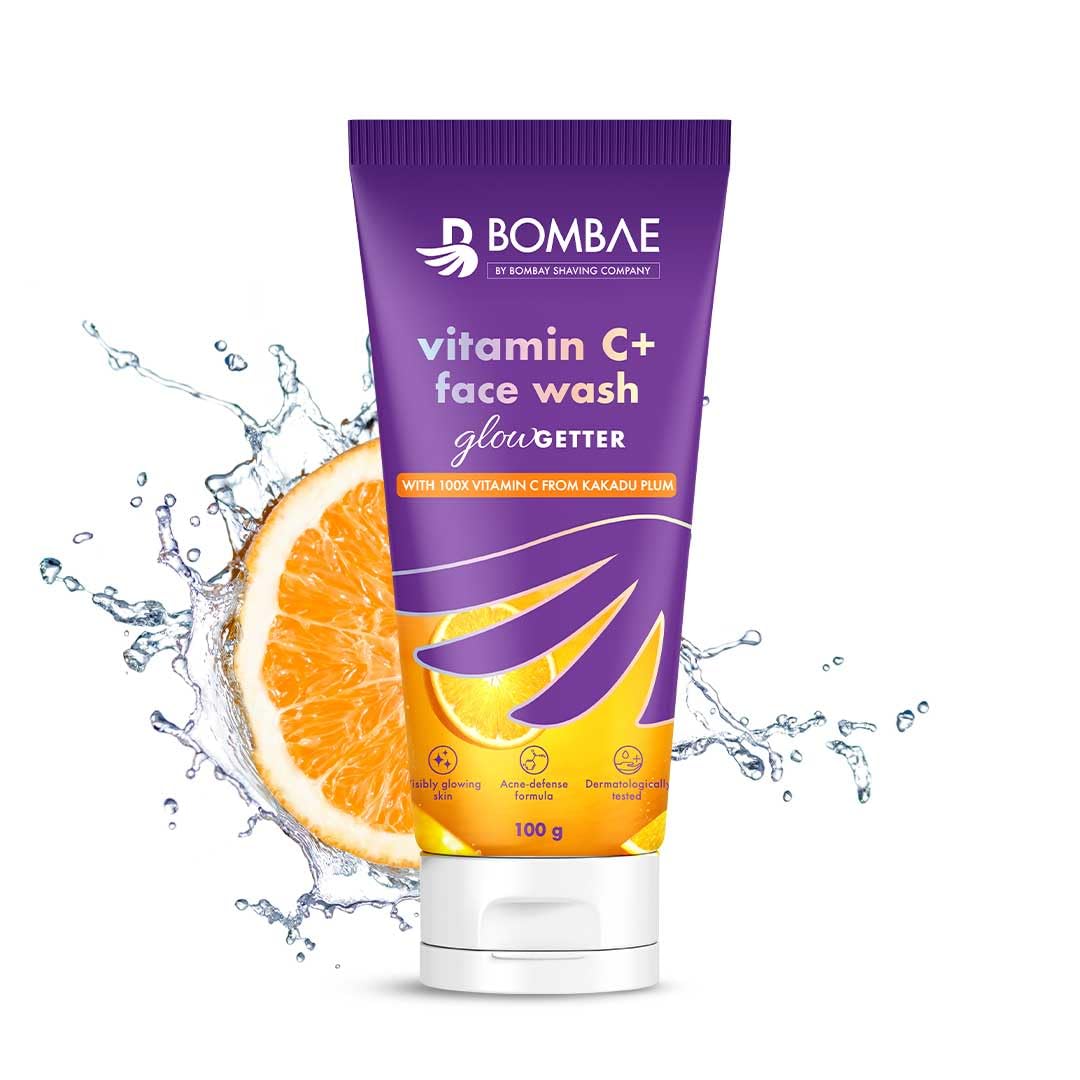 Bombae Vitamin C+ Facewash | Glowing Skin For All Skin Types | With Kakadum Plum And Niacinamide | Reduces Acne | 100g