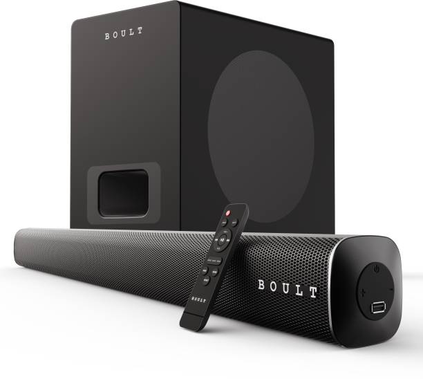 Boult Bassbox X120 with Subwoofer, 120W Power, 2.1 Channel, 3 EQ Modes, Remote Control 120 W Bluetooth Soundbar  (Black, 2.1 Channel)