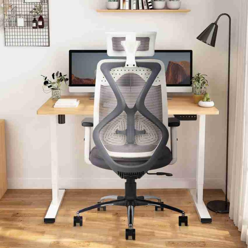 CELLBELL C190 Berlin Office Chair, High Back Mesh Ergonomic Home Office Desk Chair (Grey - White)