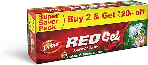 Dabur Red Gel Ayurvedic Toothpaste - 300g (150g x 2, Pack of 2) | Reduction in Bad Breath, Plaque & Gingivitis | Freshness with Protection | For Healthy Gums & Effective Dental Care